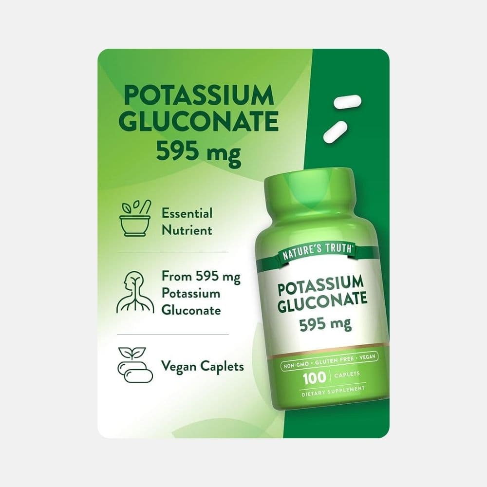 Potassium Gluconate 595 mg - 100 Caplets for Muscle Support 4