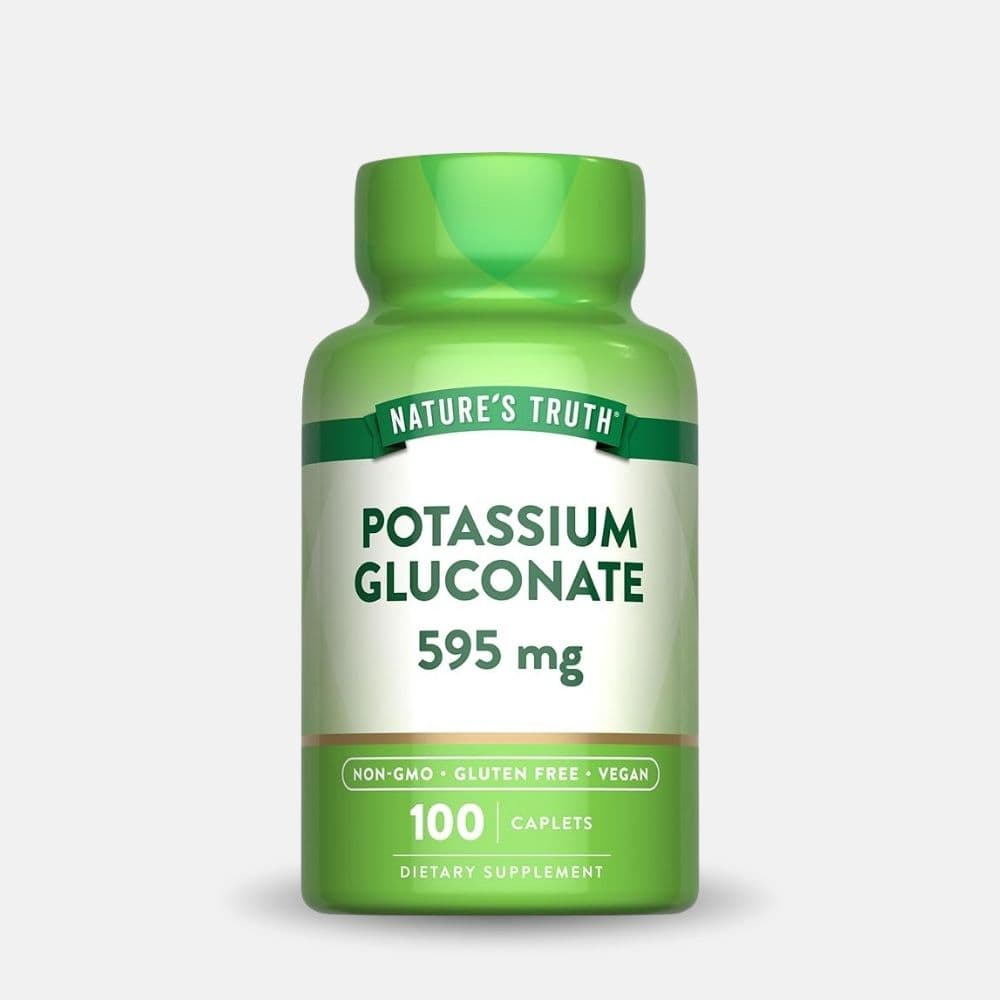 Potassium Gluconate 595 mg - 100 Caplets for Muscle Support