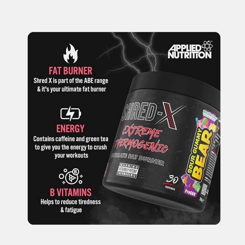 Applied Nutrition Shred-X Powder - Sour Gummy Bear Flavor - 300g 2