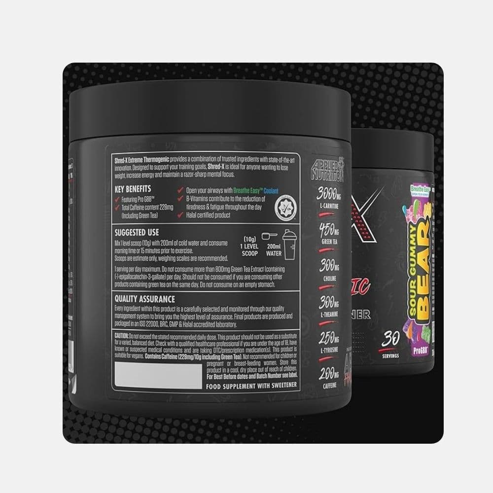 Applied Nutrition Shred-X Powder - Sour Gummy Bear Flavor - 300g 4