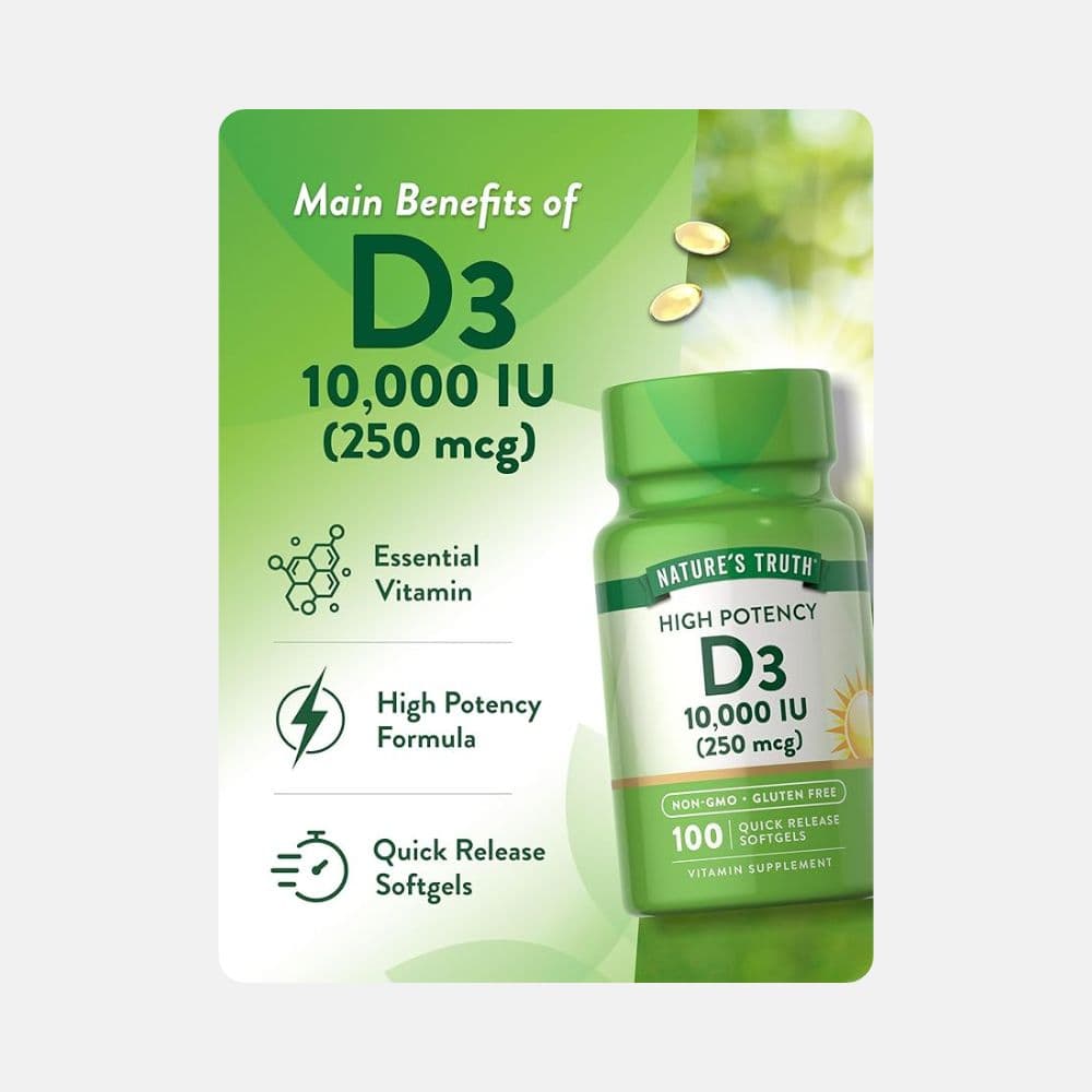 Nature’s Truth Vitamin D3 250 mcg - Daily Softgel Supplement 2